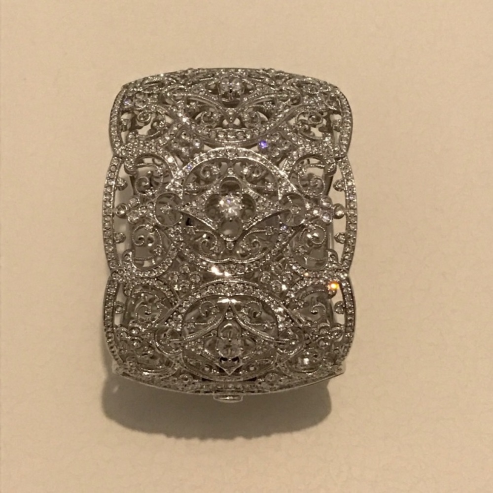 Nadri Statement Cuff Bracelet Embellished With Cr… - image 2